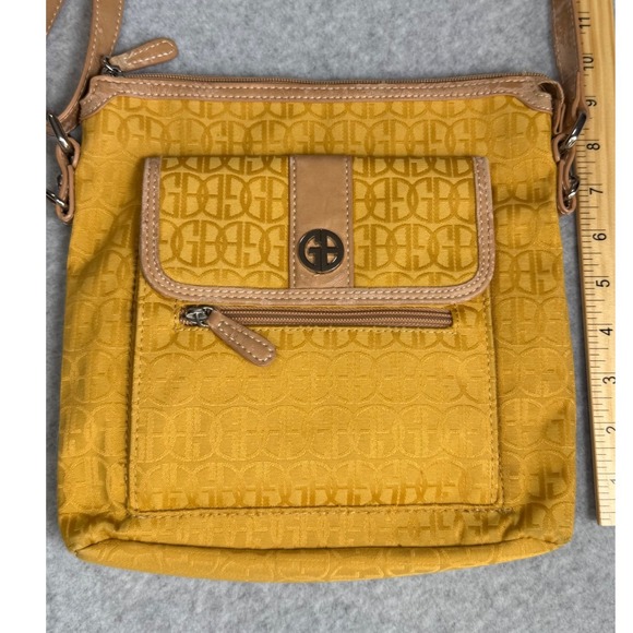 Giani Bernini Crossbody Bag Yellow Monogram Print Pocketbook Purse - Picture 4 of 13